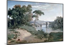 The Bridge at Narni, 1827-Jean-Baptiste-Camille Corot-Mounted Premium Giclee Print
