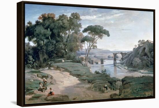 The Bridge at Narni, 1827-Jean-Baptiste-Camille Corot-Framed Stretched Canvas