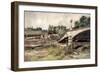 The Bridge at the Aisne, France, 1915-Francois Flameng-Framed Giclee Print