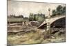 The Bridge at the Aisne, France, 1915-Francois Flameng-Mounted Giclee Print