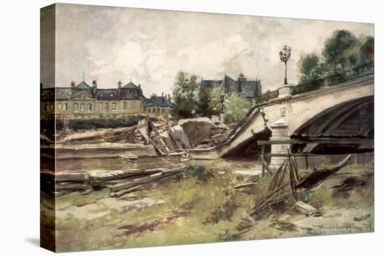 The Bridge at the Aisne, France, 1915-Francois Flameng-Stretched Canvas