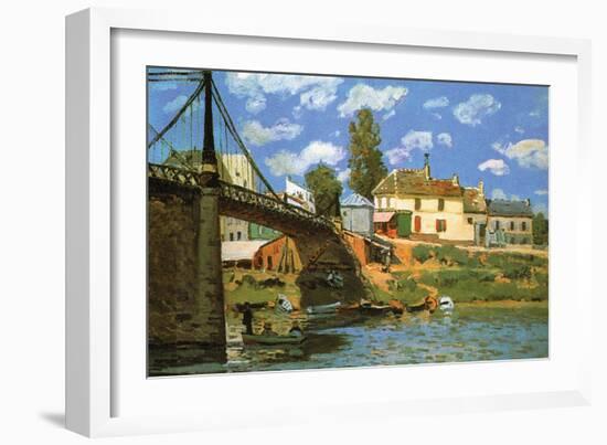 The Bridge at Villeneuve-La-Garenne-Alfred Sisley-Framed Art Print