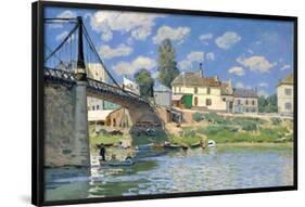 The Bridge at Villeneuve-la-Garenne.-Alfred Sisley-Framed Poster