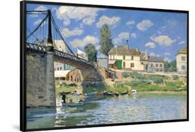 The Bridge at Villeneuve-la-Garenne.-Alfred Sisley-Framed Poster