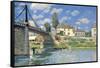 The Bridge at Villeneuve-la-Garenne.-Alfred Sisley-Framed Stretched Canvas