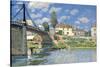 The Bridge at Villeneuve-la-Garenne.-Alfred Sisley-Stretched Canvas