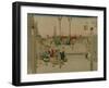 The Bridge Nihonbashi in Tokyo with Merchants Who Were Carrying Them-Utagawa Hiroshige-Framed Art Print