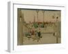 The Bridge Nihonbashi in Tokyo with Merchants Who Were Carrying Them-Utagawa Hiroshige-Framed Art Print