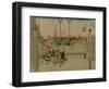 The Bridge Nihonbashi in Tokyo with Merchants Who Were Carrying Them-Utagawa Hiroshige-Framed Art Print