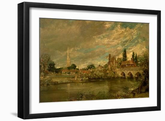 The Bridge of Harnham and Salisbury Cathedral, c.1820-John Constable-Framed Giclee Print