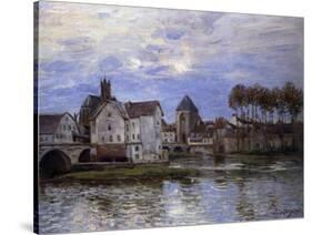 The Bridge of Moret with Sunset-Alfred Sisley-Stretched Canvas