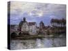 The Bridge of Moret with Sunset-Alfred Sisley-Stretched Canvas