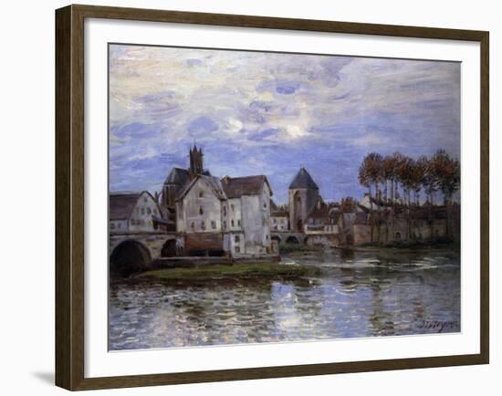 The Bridge of Moret with Sunset-Alfred Sisley-Framed Giclee Print