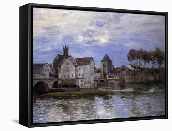 The Bridge of Moret with Sunset-Alfred Sisley-Framed Stretched Canvas