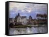 The Bridge of Moret with Sunset-Alfred Sisley-Framed Stretched Canvas