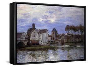 The Bridge of Moret with Sunset-Alfred Sisley-Framed Stretched Canvas
