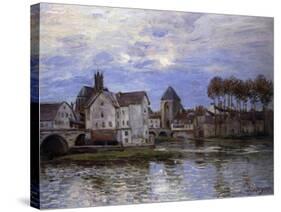 The Bridge of Moret with Sunset-Alfred Sisley-Stretched Canvas