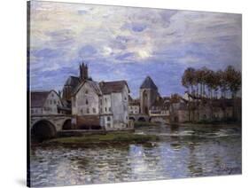 The Bridge of Moret with Sunset-Alfred Sisley-Stretched Canvas