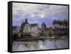 The Bridge of Moret with Sunset-Alfred Sisley-Framed Stretched Canvas