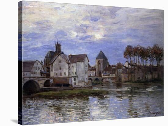 The Bridge of Moret with Sunset-Alfred Sisley-Stretched Canvas