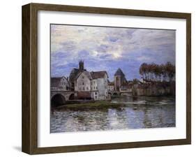 The Bridge of Moret with Sunset-Alfred Sisley-Framed Giclee Print