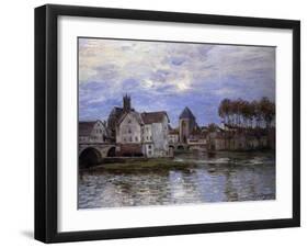 The Bridge of Moret with Sunset-Alfred Sisley-Framed Giclee Print