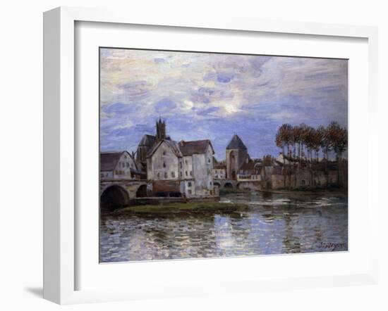 The Bridge of Moret with Sunset-Alfred Sisley-Framed Giclee Print