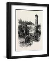 The Bridge of Orthez, the Pyrenees, France, 19th Century-null-Framed Premium Giclee Print