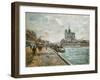 The Bridge of the Archbishop's Palace and the Apse of Notre-Dame, Paris. Ca. 1880-Jean-Baptiste Armand Guillaumin-Framed Giclee Print