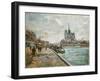 The Bridge of the Archbishop's Palace and the Apse of Notre-Dame, Paris. Ca. 1880-Jean-Baptiste Armand Guillaumin-Framed Giclee Print