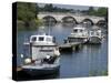 The Bridge Over the Thames With Pleasure Boats in the Foreground, Richmond, Surrey, England, Uk-null-Stretched Canvas