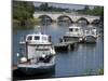 The Bridge Over the Thames With Pleasure Boats in the Foreground, Richmond, Surrey, England, Uk-null-Mounted Photographic Print