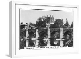 The Bridge over the Wye and Cathedral, Hereford, 1936-null-Framed Giclee Print