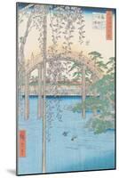 The Bridge with Wisteria or Kameido Tenjin Keidai, Plate 57 from "100 Views of Edo," 1856-Ando Hiroshige-Mounted Giclee Print