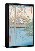 The Bridge with Wisteria or Kameido Tenjin Keidai, Plate 57 from "100 Views of Edo," 1856-Ando Hiroshige-Framed Stretched Canvas