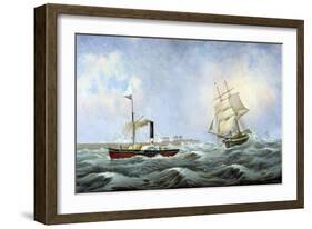 The Brig 'Brotherly Love' and Tug 'William', 1875-John Scott-Framed Giclee Print