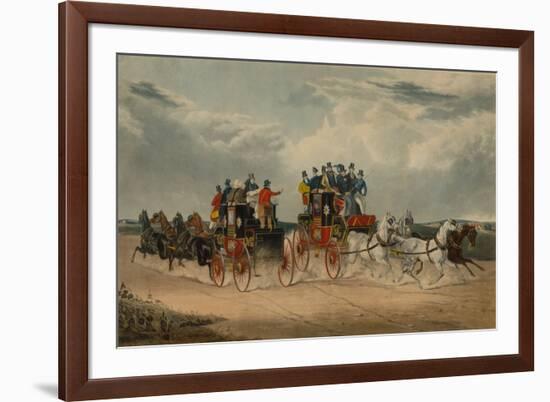 The Brighton Day Mail Passing over Hockwood Common (Coloured Engraving)-William Shayer-Framed Giclee Print