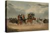 The Brighton Day Mail Passing over Hockwood Common (Coloured Engraving)-William Shayer-Stretched Canvas