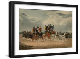 The Brighton Day Mail Passing over Hockwood Common (Coloured Engraving)-William Shayer-Framed Giclee Print