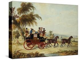 The Brighton - London Coach on the Open Road, 1831-John Frederick Herring I-Stretched Canvas