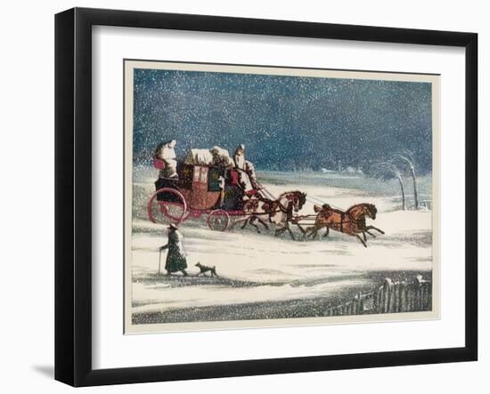 The Brighton Mail Makes its Way Through a Snowstorm on a Seasonal Christmas Day-null-Framed Art Print