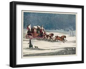 The Brighton Mail Makes its Way Through a Snowstorm on a Seasonal Christmas Day-null-Framed Art Print