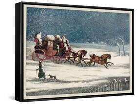 The Brighton Mail Makes its Way Through a Snowstorm on a Seasonal Christmas Day-null-Framed Stretched Canvas