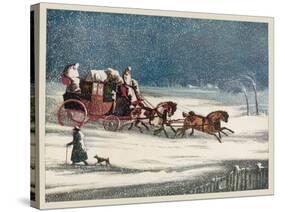 The Brighton Mail Makes its Way Through a Snowstorm on a Seasonal Christmas Day-null-Stretched Canvas