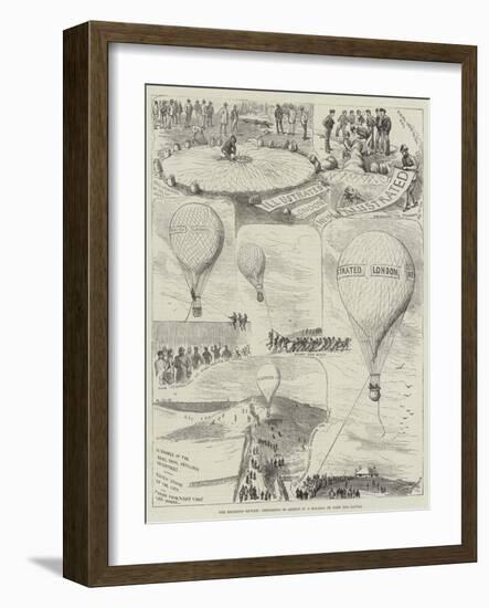 The Brighton Review, Preparing to Ascend in a Balloon to View the Battle-Alfred Courbould-Framed Giclee Print