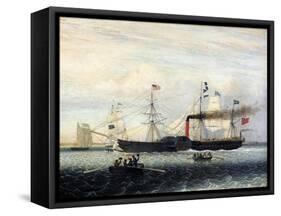 The Britannia Entering Boston Harbour, 1848-Fitz Henry Lane-Framed Stretched Canvas