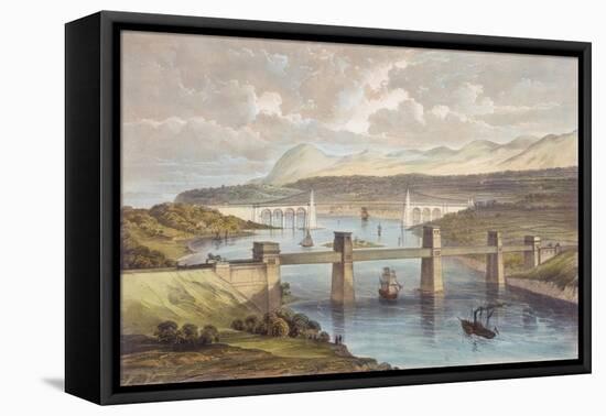 The Britannia Tubular Bridge, Menai Strait, Wales, C1850-null-Framed Stretched Canvas