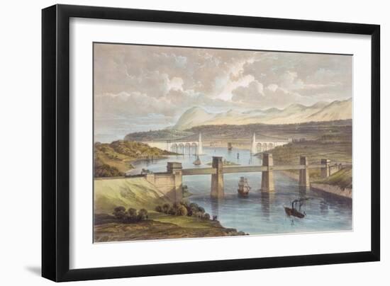 The Britannia Tubular Bridge, Menai Strait, Wales, C1850-null-Framed Giclee Print