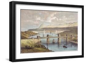 The Britannia Tubular Bridge, Menai Strait, Wales, C1850-null-Framed Giclee Print