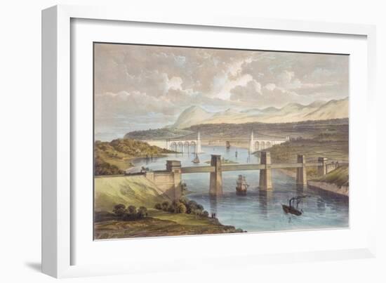 The Britannia Tubular Bridge, Menai Strait, Wales, C1850-null-Framed Giclee Print